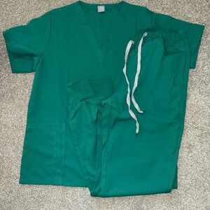 Green Scrub Set with Top and Pants